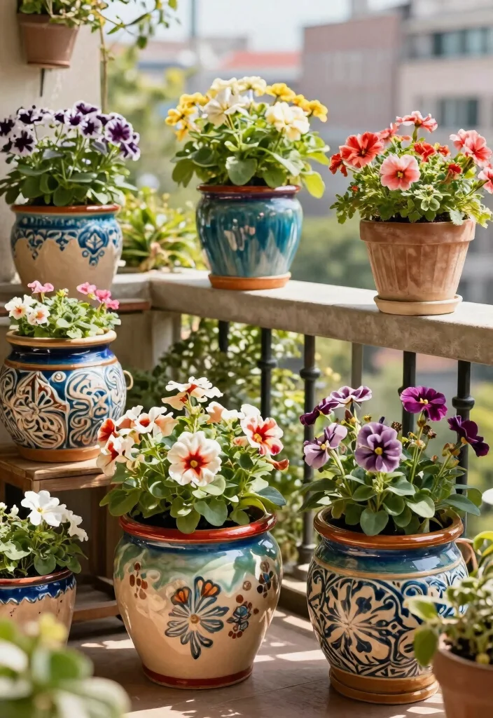 14 Porch Railing Planters That Stay Put in High Wind - 11. Decorative Ceramic Planters 1