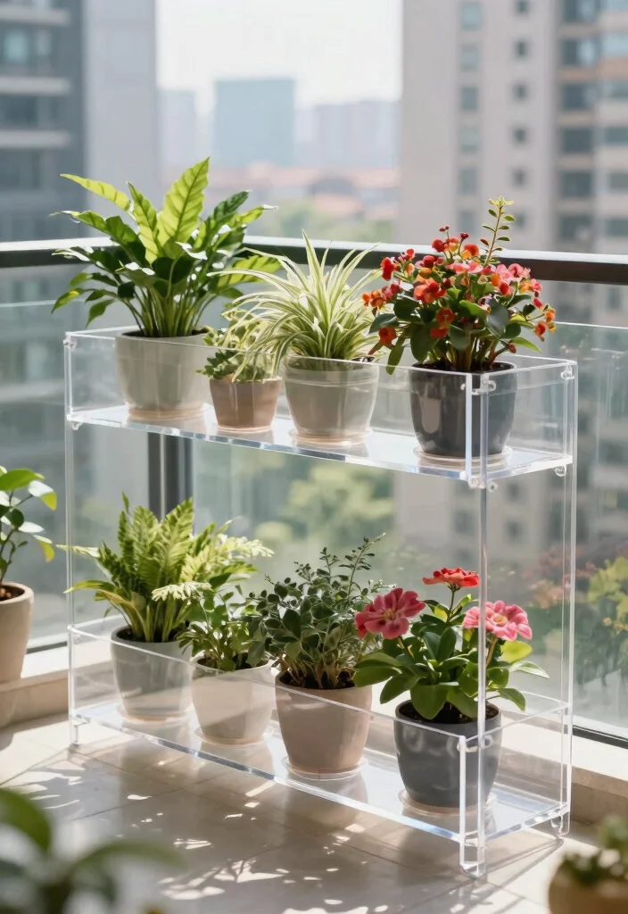 14 Porch Railing Planters That Stay Put in High Wind - 12. Transparent Acrylic Planters 1