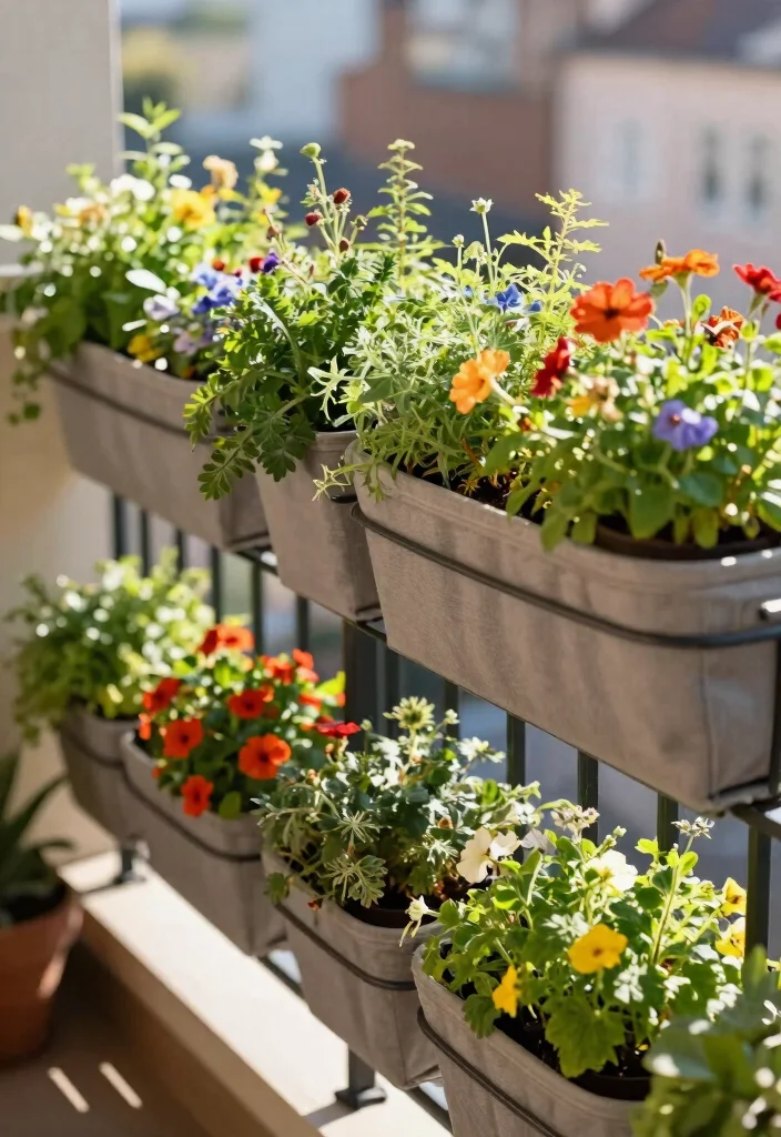 14 Porch Railing Planters That Stay Put in High Wind - 13. Vertical Pocket Planters 1