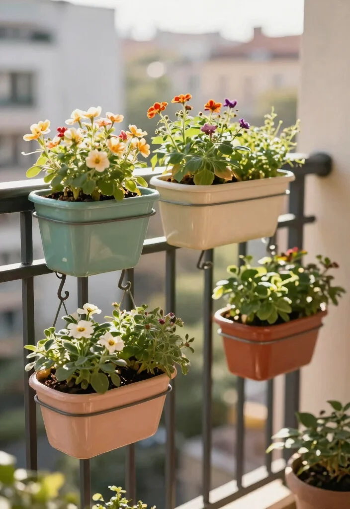 14 Porch Railing Planters That Stay Put in High Wind - 7. Small Space Planters with Adjustable Hooks 1