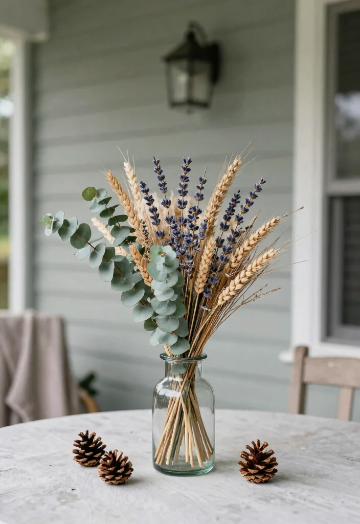 14 Small Front Porch Christmas Decor Ideas That Don't Crowd the Entry - 11. Dried Flowers and Greens 1
