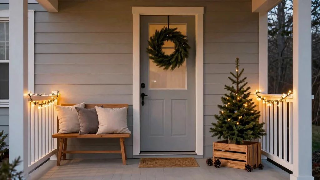 14 Small Front Porch Christmas Decor Ideas That Don't Crowd the Entry