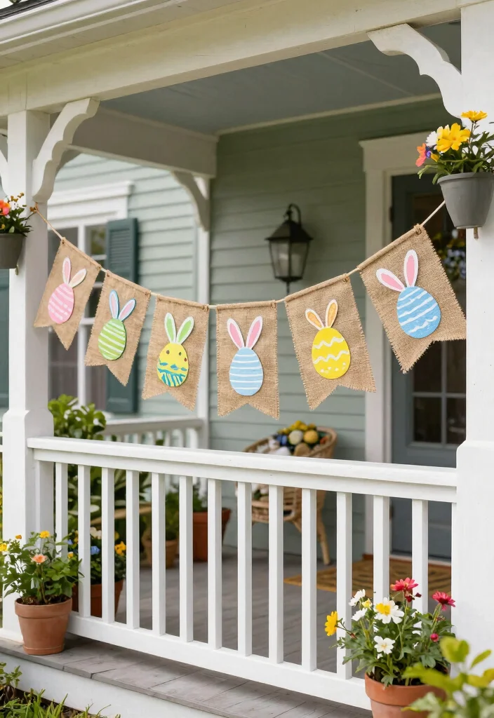 15 Easter Porch Ideas That Don't Blow Away in Spring Wind - 11. Festive Banners 1