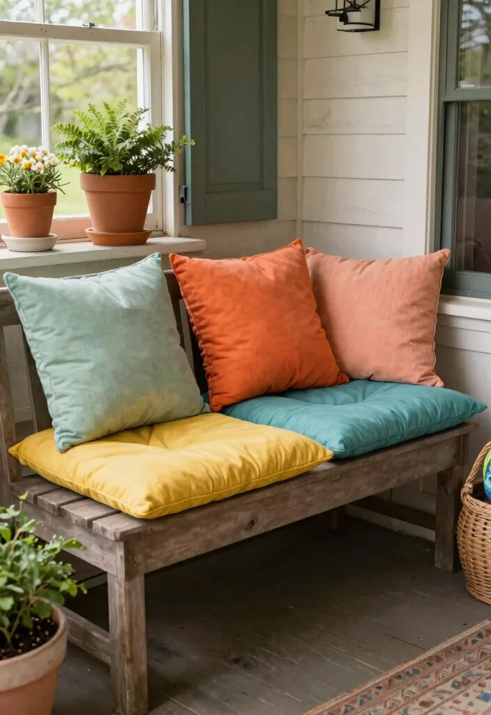 15 Easter Porch Ideas That Don't Blow Away in Spring Wind - 12. Cozy Seating with Weighted Cushions 1