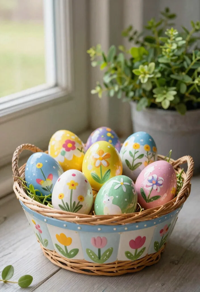 15 Easter Porch Ideas That Don't Blow Away in Spring Wind - 13. Strongly Secured Decorative Eggs 1