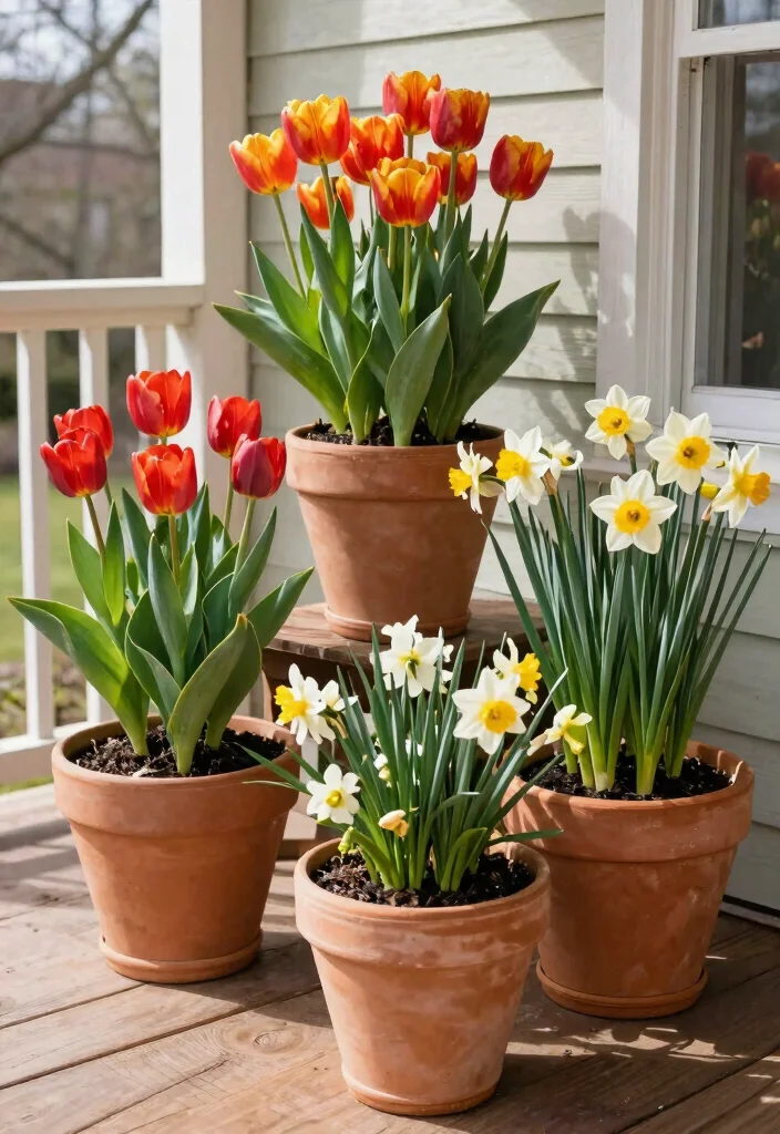 15 Easter Porch Ideas That Don't Blow Away in Spring Wind - 2. Weighted Planters 1