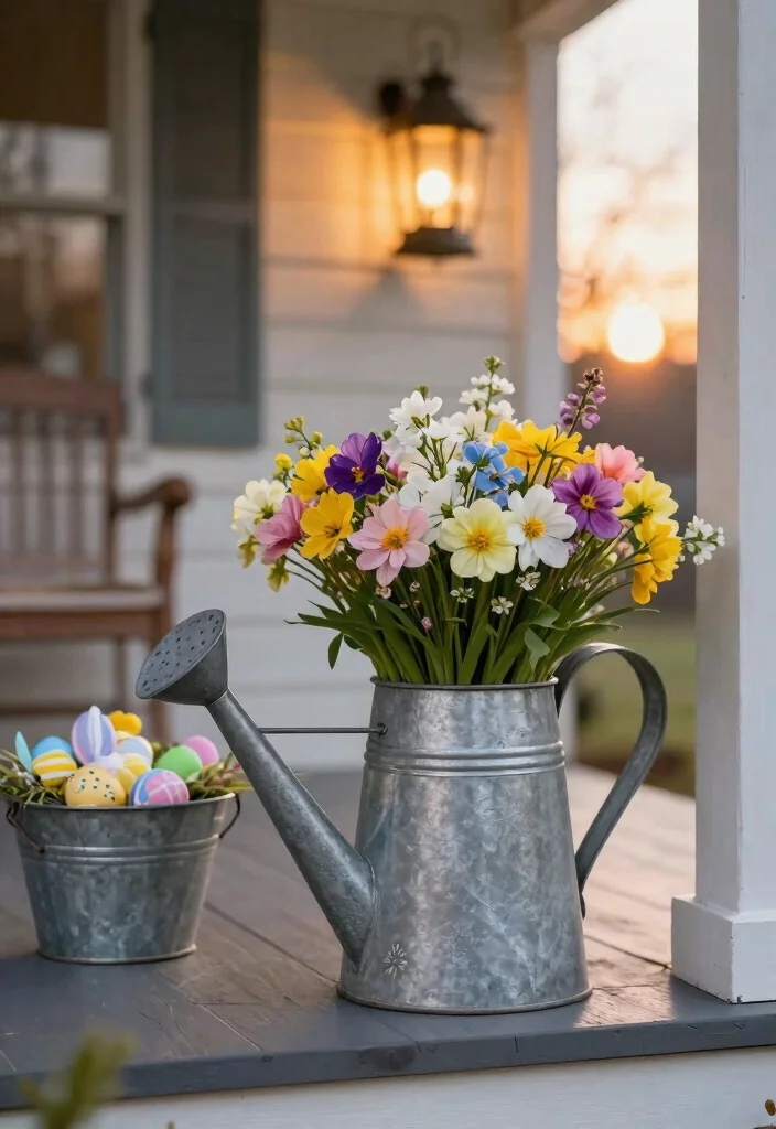 15 Easter Porch Ideas That Don't Blow Away in Spring Wind - 3. Vintage Metal Accents 1