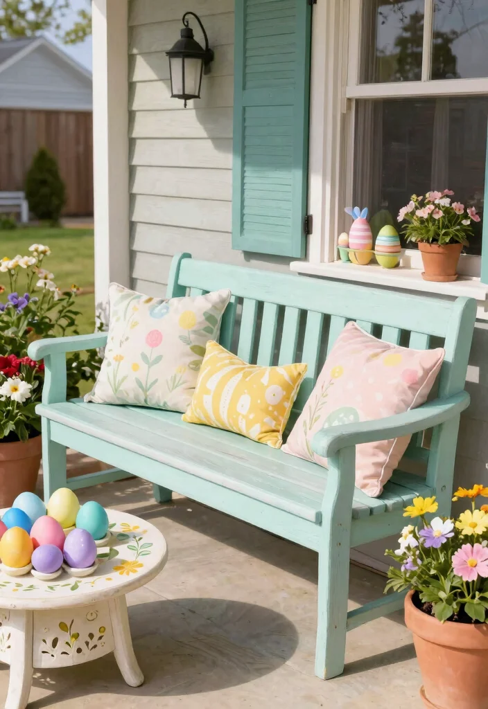 15 Easter Porch Ideas That Don't Blow Away in Spring Wind - 8. Repurposed Furniture 1