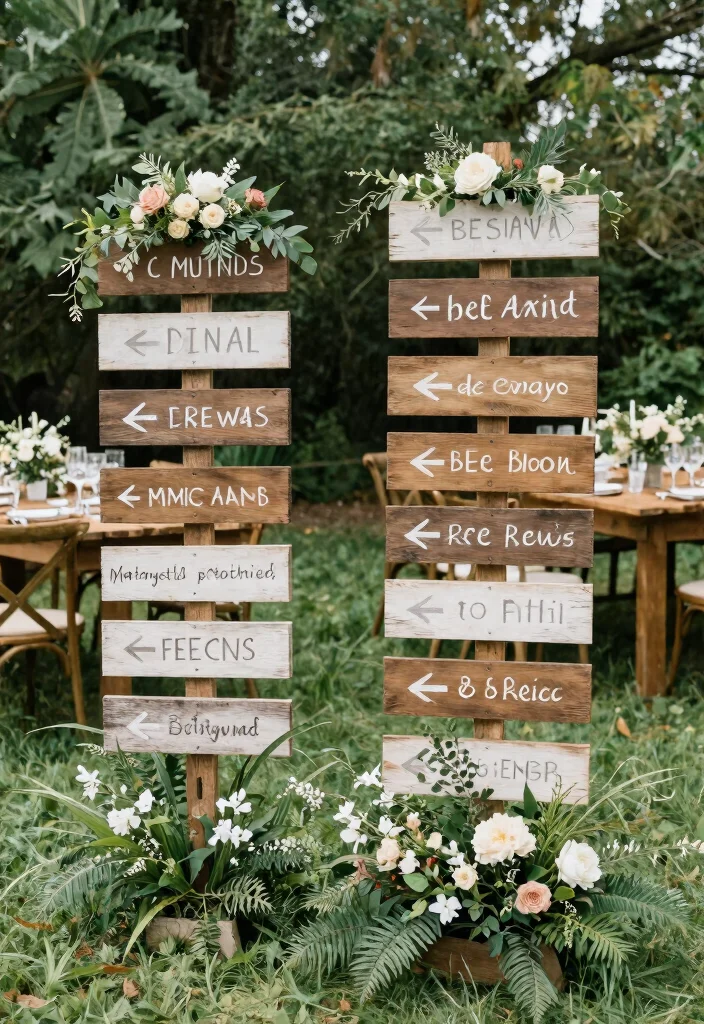 15 Farmhouse Wedding Decor Ideas That Look Expensive for Less - 3. Rustic Wooden Signs 1