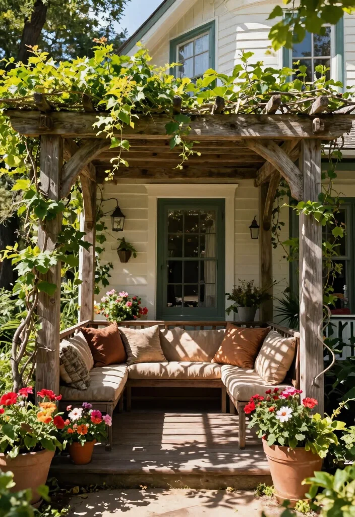 15 Front Porch Pergola Ideas That Add Shade and Boost Curb Appeal - 1. Rustic Wooden Elegance 1