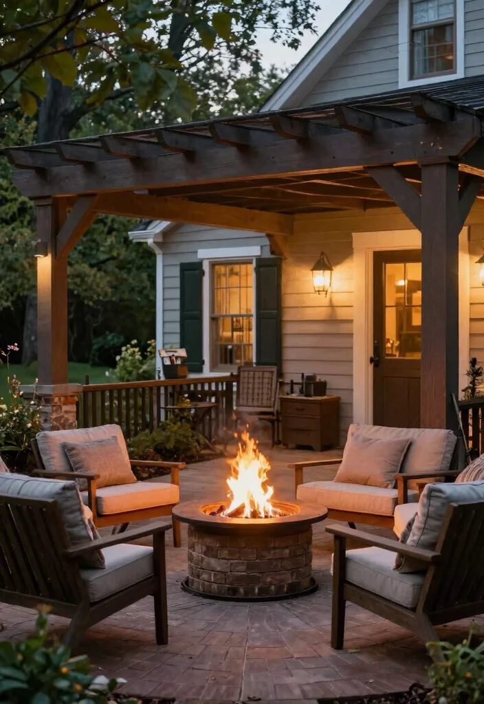 15 Front Porch Pergola Ideas That Add Shade and Boost Curb Appeal - 13. Pergola with a Fire Pit 1