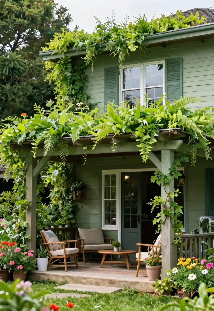 15 Front Porch Pergola Ideas That Add Shade and Boost Curb Appeal - 14. Pergola with a Green Roof 1