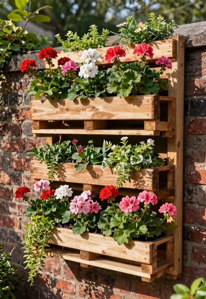 15 Geranium Planter Ideas That Bloom All Summer Long - 10. Vertical Wall Planters 1
