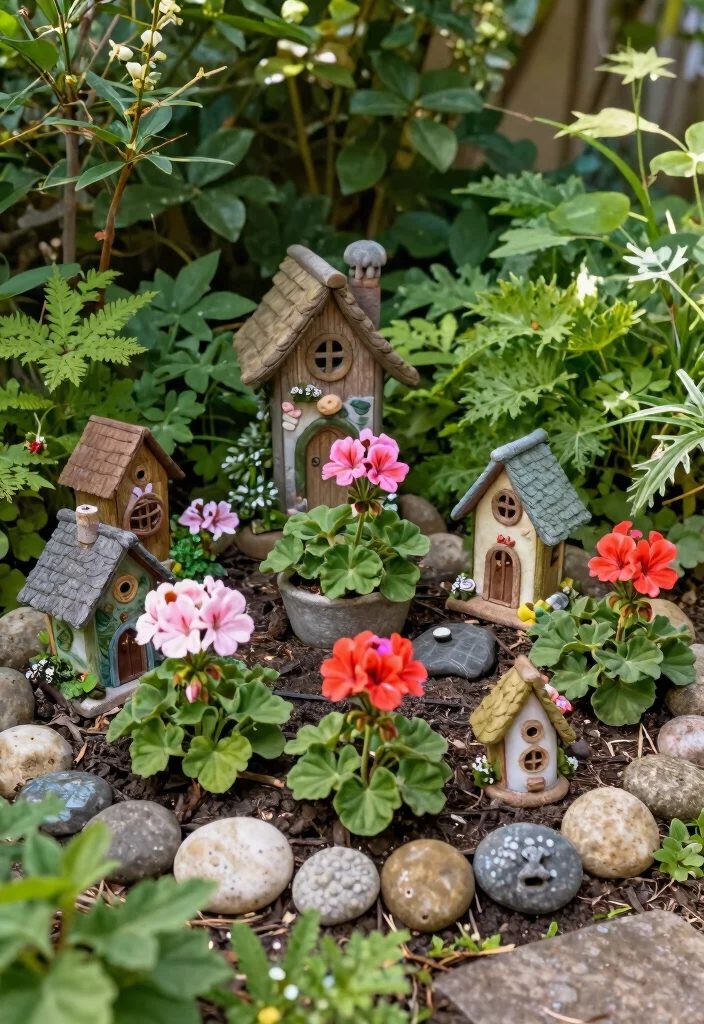 15 Geranium Planter Ideas That Bloom All Summer Long - 14. Geranium and Fairy Garden 1