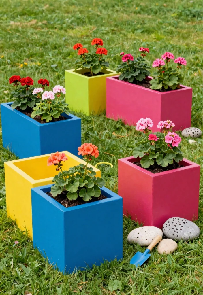 15 Geranium Planter Ideas That Bloom All Summer Long - 9. Color Block Planters 1