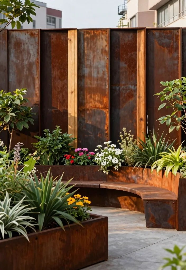 15 Modern Metal Fence Ideas That Provide Privacy Without Feeling Closed In - 1. Industrial Chic Metal Panels 1