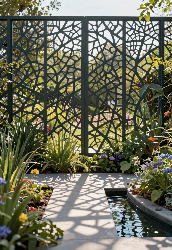 15 Modern Metal Fence Ideas That Provide Privacy Without Feeling Closed In - 2. Geometric Cut-Out Designs 1