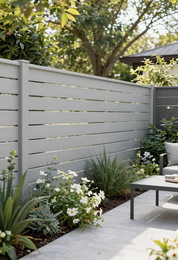 15 Modern Metal Fence Ideas That Provide Privacy Without Feeling Closed In - 6. Minimalist Horizontal Fencing 1
