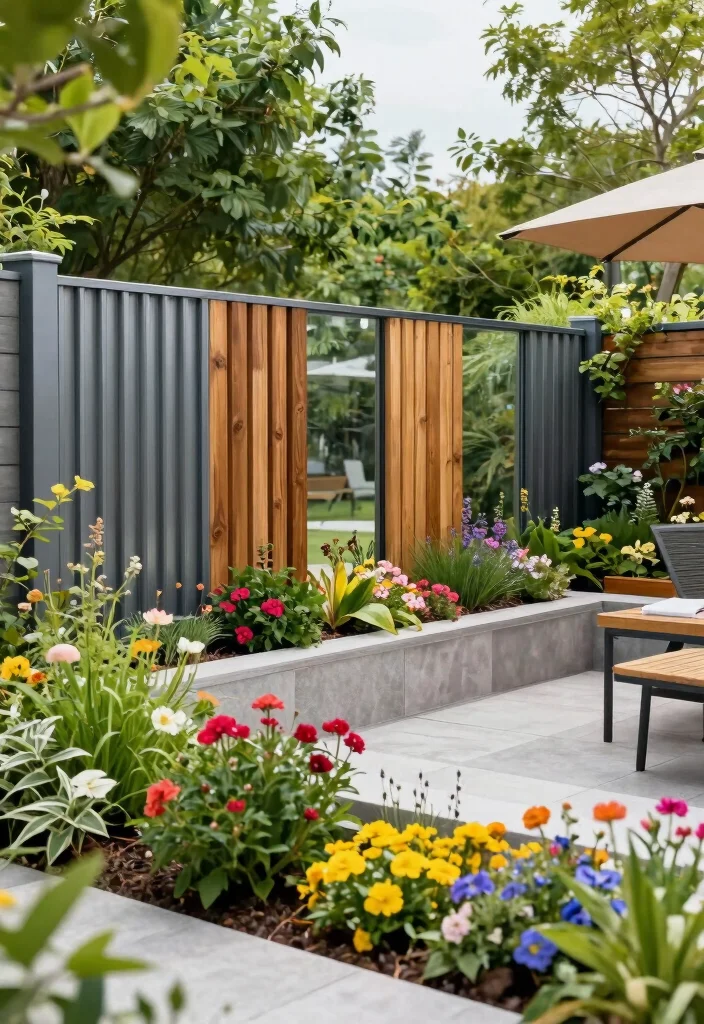 15 Modern Metal Fence Ideas That Provide Privacy Without Feeling Closed In - 8. Mixed Media Fencing 1
