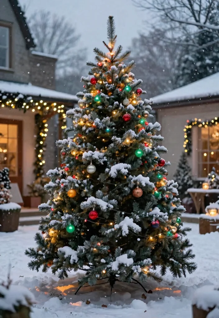 15 Outdoor Christmas Decoration Ideas That Survive Wind and Rain - 14. Weatherproof Christmas Trees 1