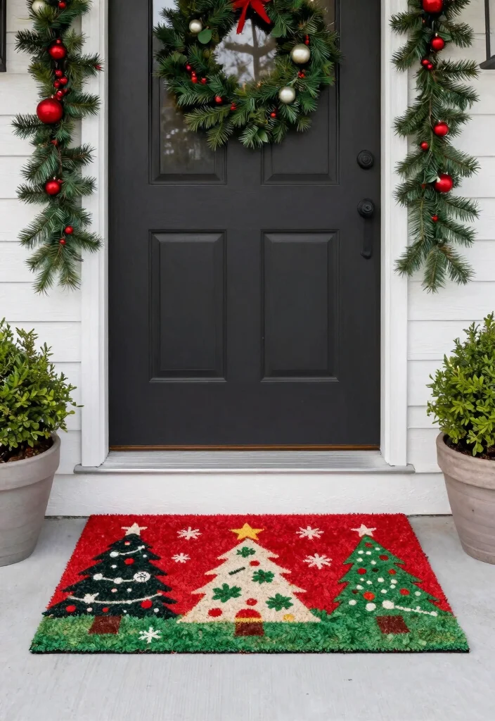 15 Outdoor Christmas Decoration Ideas That Survive Wind and Rain - 8. Outdoor Christmas Mats 1
