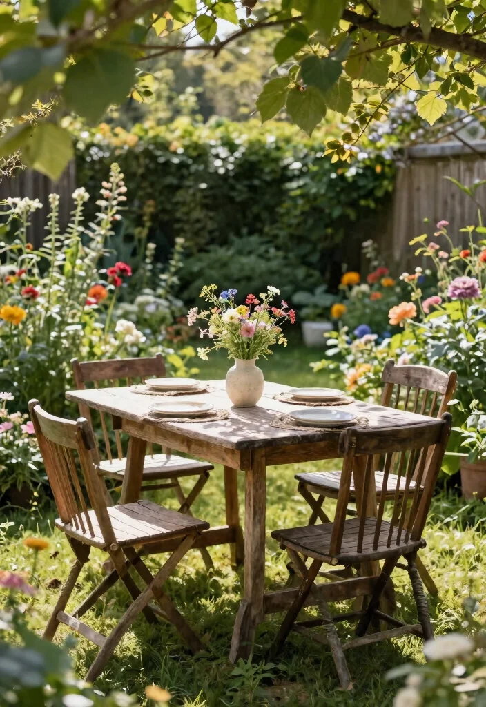 15 Outdoor Furniture Ideas That Hold Up in Any Weather - 14. Vintage Wooden Tables 1