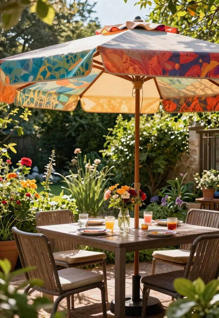 15 Outdoor Furniture Ideas That Hold Up in Any Weather - 9. Fabric Umbrellas 1