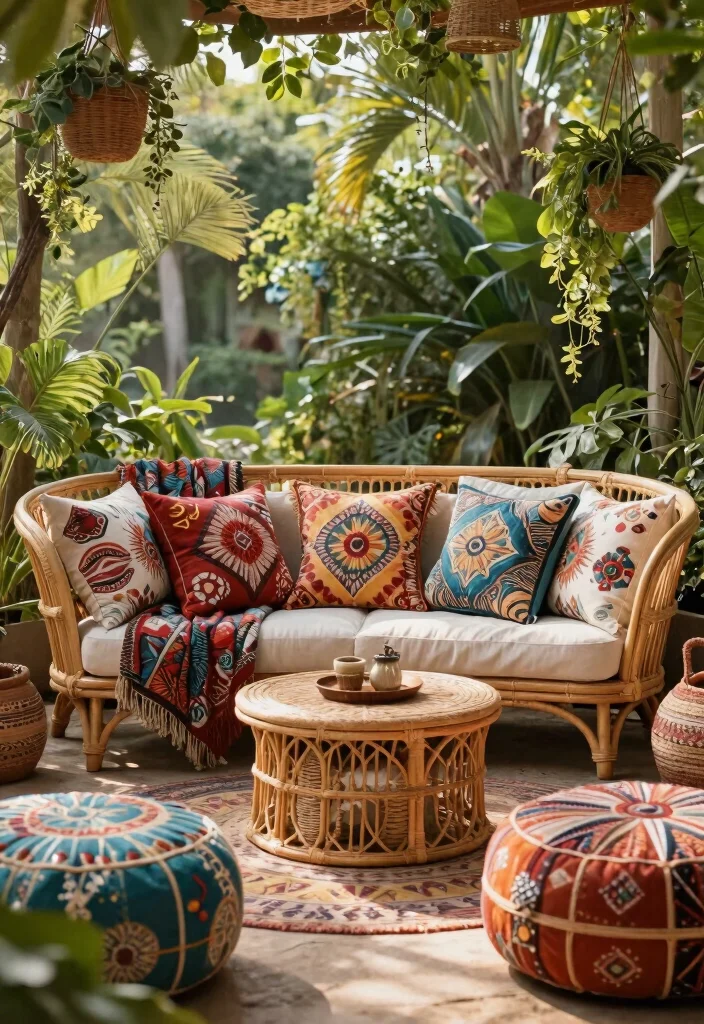 15 Outdoor Sofa Ideas That Hold Up Through Rain and Sun - 11. Bohemian Vibes 1