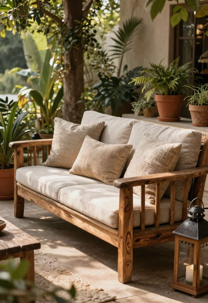 15 Outdoor Sofa Ideas That Hold Up Through Rain and Sun - 5. Rustic Charm 1