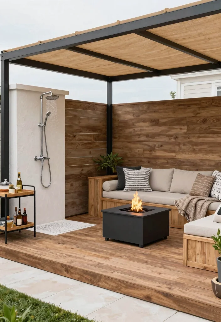 15 Pool Shower Outdoor Ideas That Rinse Off Chlorine Before Going Inside - 12. Multi-Functional Shower Area 1