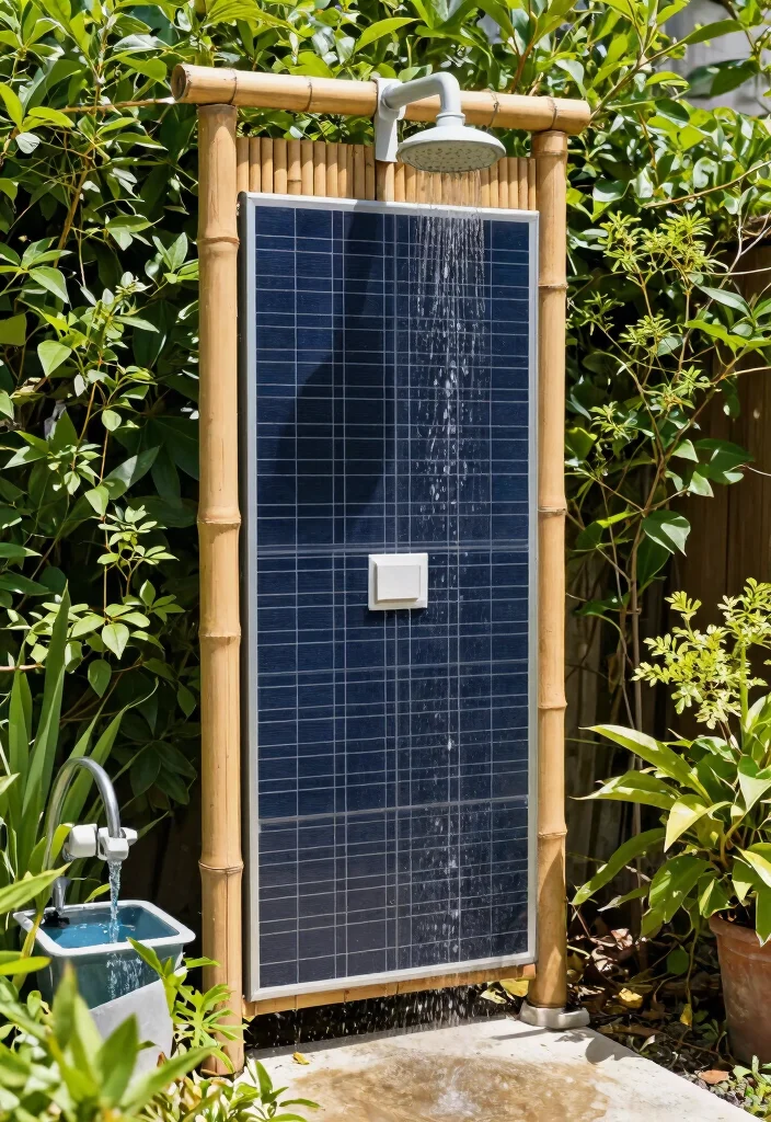 15 Pool Shower Outdoor Ideas That Rinse Off Chlorine Before Going Inside - 4. Eco-Friendly Shower with Solar Heating 1