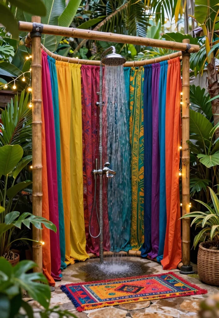 15 Pool Shower Outdoor Ideas That Rinse Off Chlorine Before Going Inside - 5. Tropical Oasis Shower 1