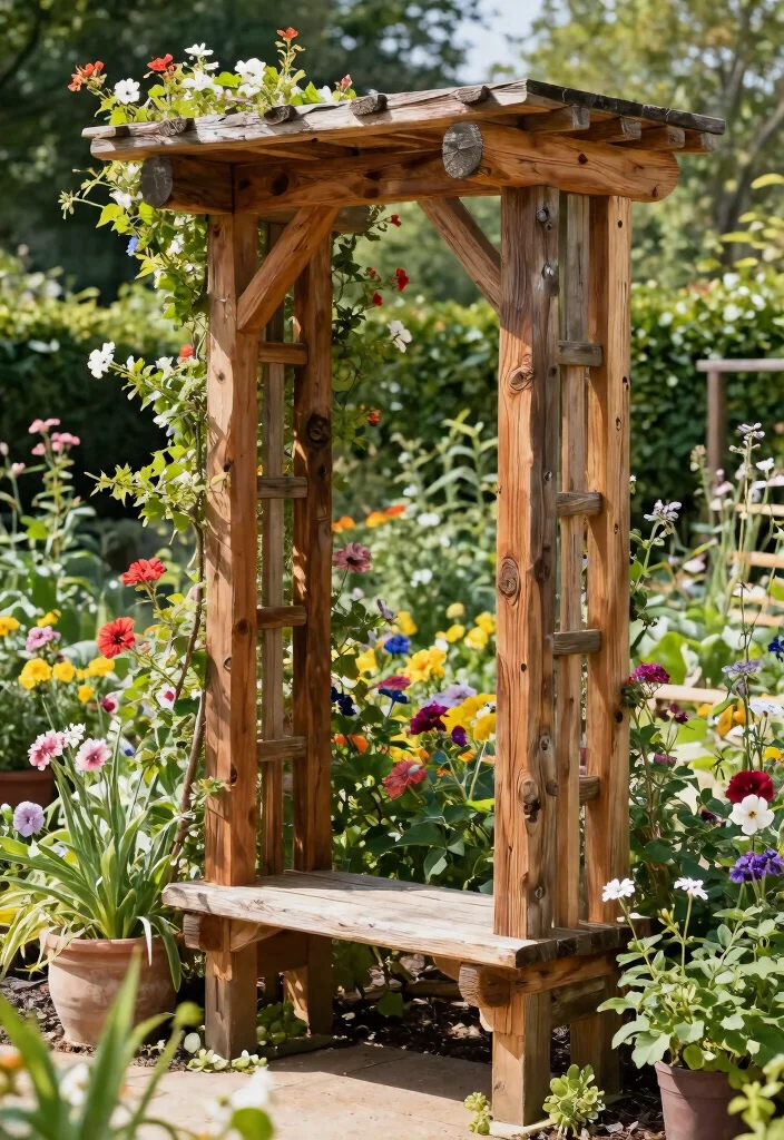 15 Raised Bed Trellis Ideas That Support Heavy Vines - 11. Reclaimed Wood Trellis 1