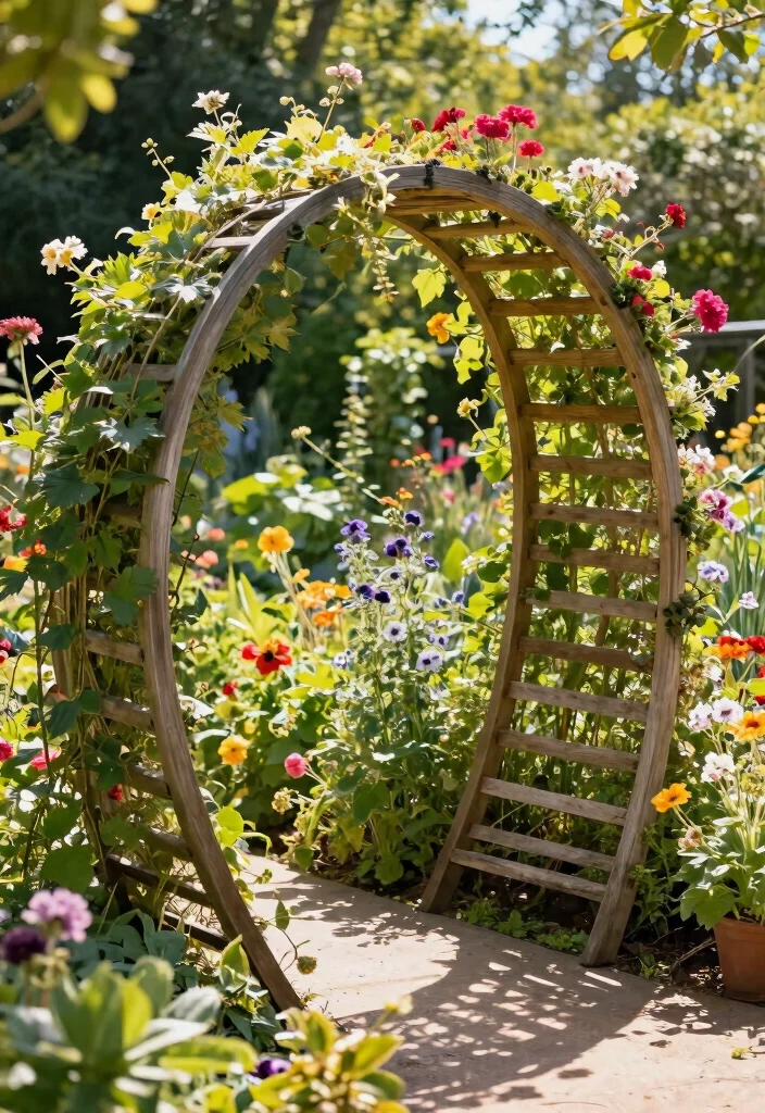 15 Raised Bed Trellis Ideas That Support Heavy Vines - 12. Circular Trellis 1