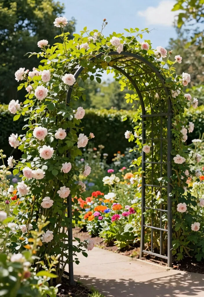 15 Raised Bed Trellis Ideas That Support Heavy Vines - 2. Metal Arch Trellis 1
