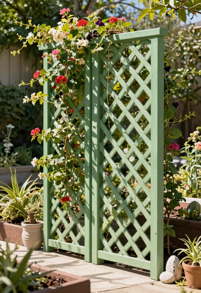 15 Raised Bed Trellis Ideas That Support Heavy Vines - 5. Lattice Panel Trellis 1