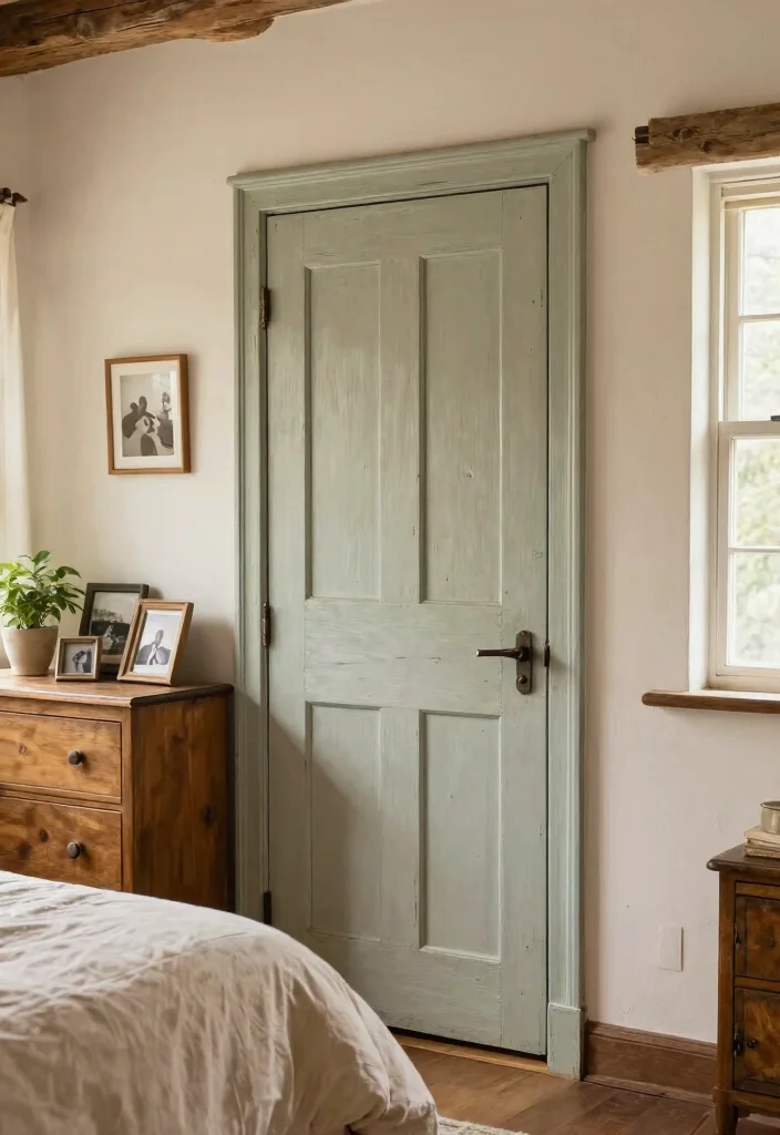 18 Farmhouse Bedroom Decor Ideas on a Budget That Feel Cozy Not Staged - 12. Repurposed Doors as Unique Decor 1