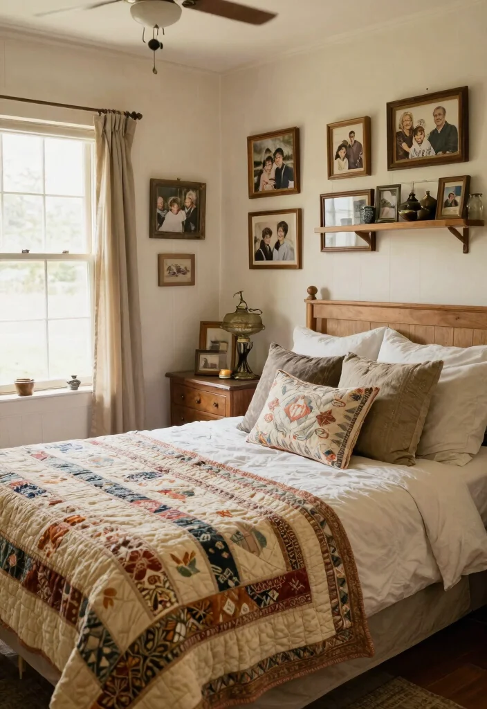 18 Farmhouse Bedroom Decor Ideas on a Budget That Feel Cozy Not Staged - 18. Personalized Decor with Family Heirlooms 1