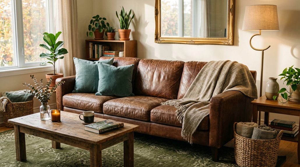 colors that complement brown sofa
