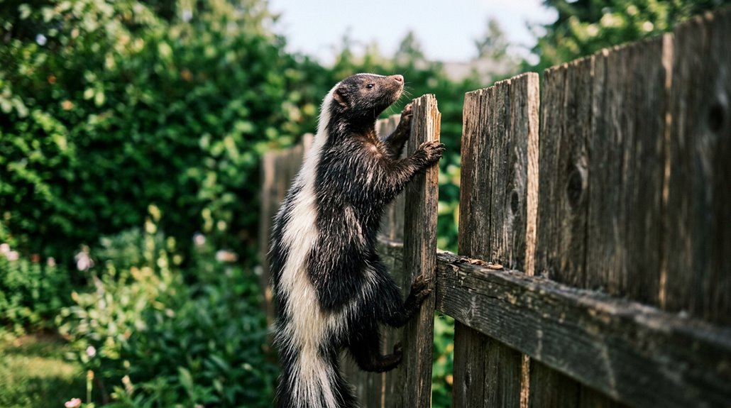 do skunks climb fences