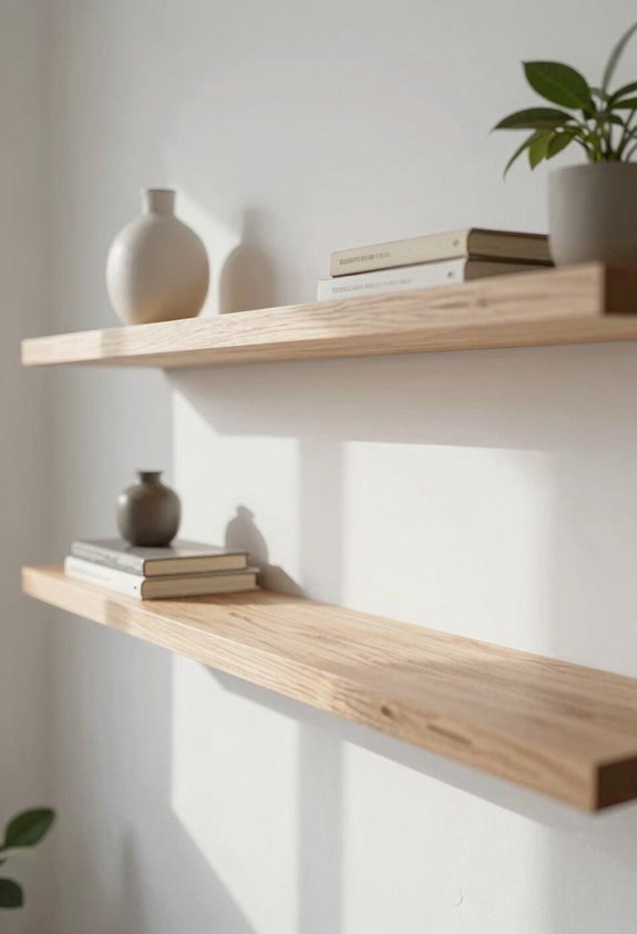 hidden wall weighty bracketed shelves