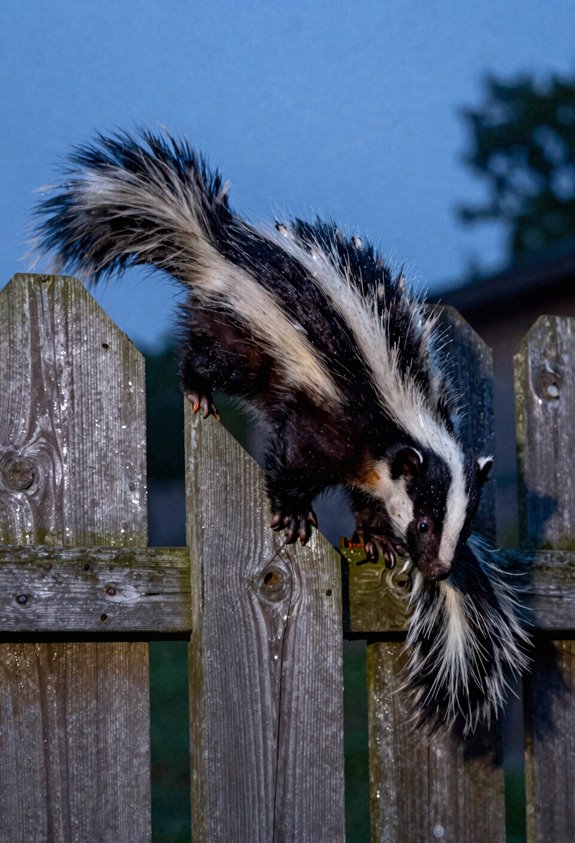 skunks enter by digging climbing squeezing