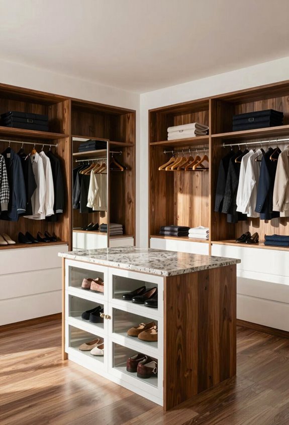 walk in closet with central open area